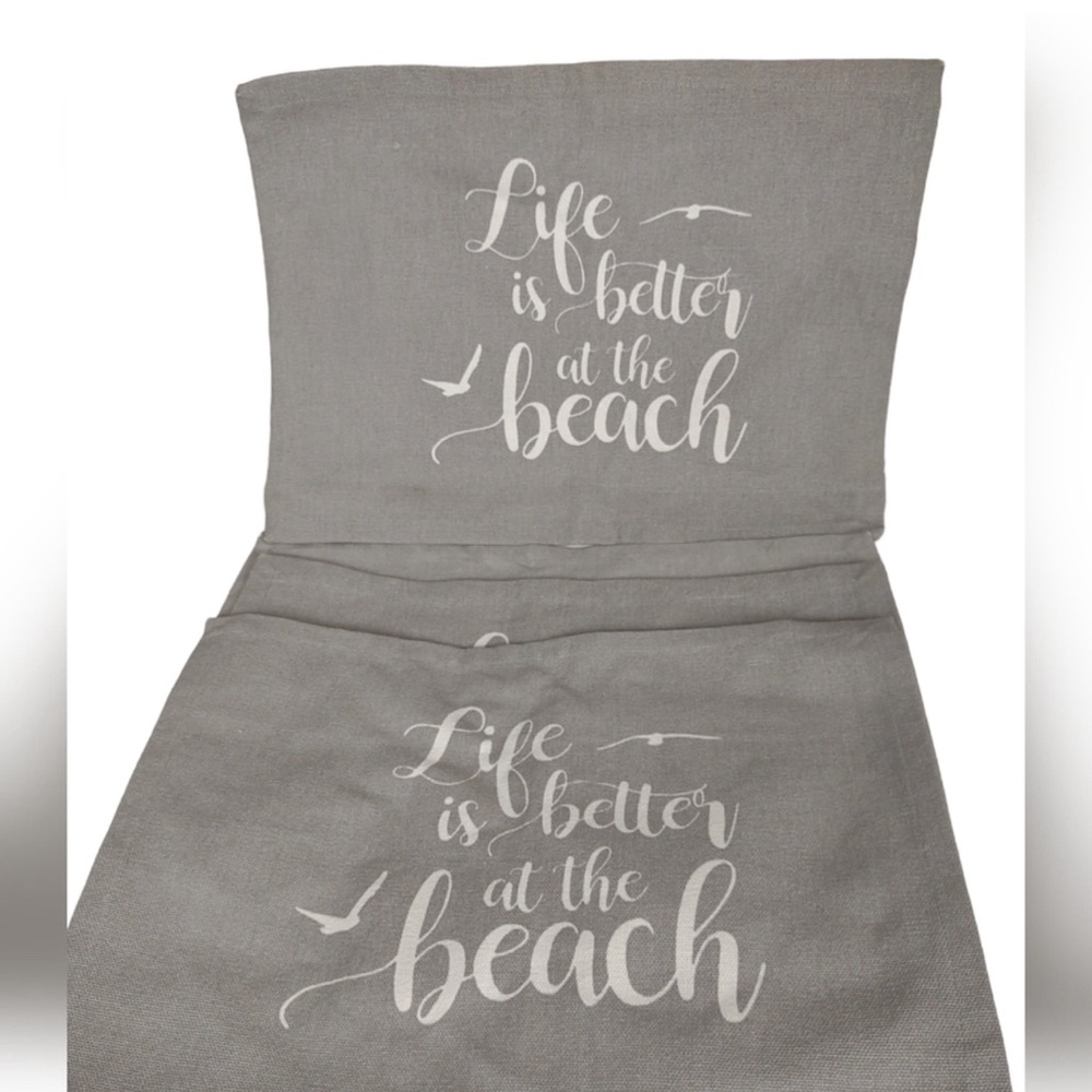 Set of 4 Gray Life is Better at the Beach Cotton Blend Square Placemats
